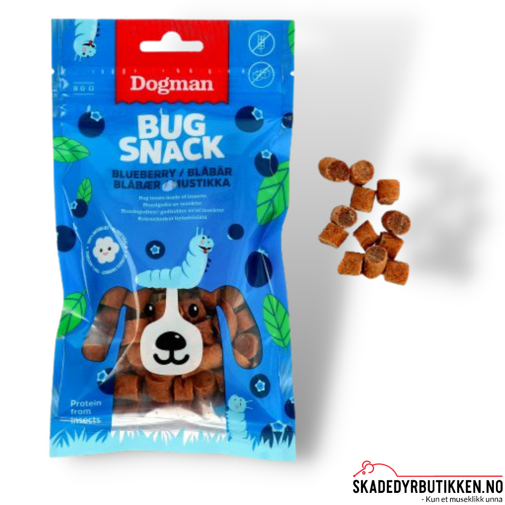 Hundegodteri Blåbær snacks - laget av insekter - 80 gram